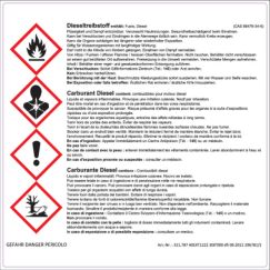Autocollant d'avertissement carburant diesel grandeur mm: 160x160, autocollant pour bidon